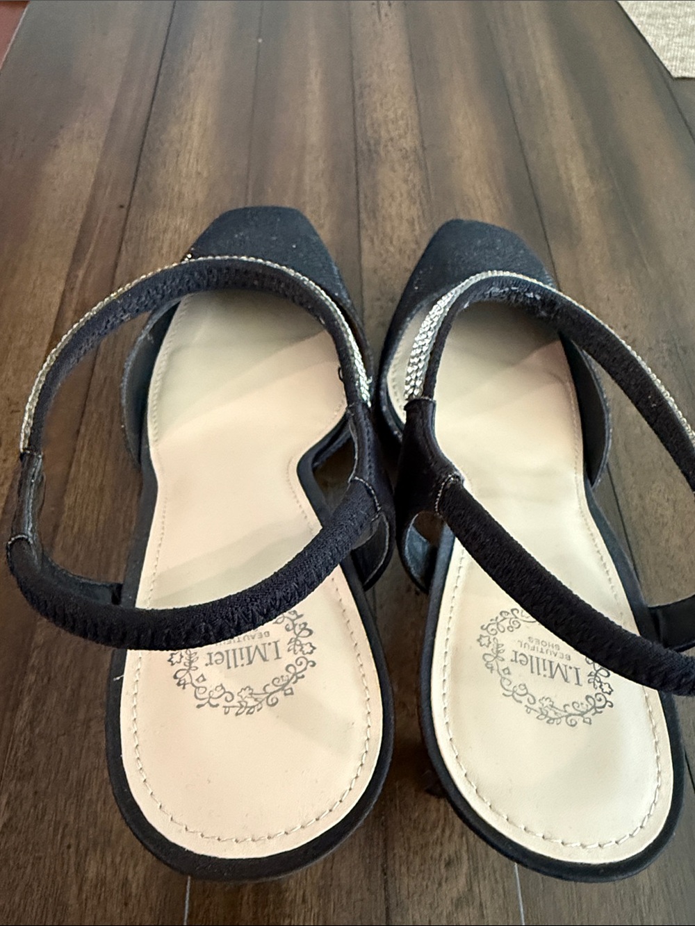 I. Miller Black Rhinestone Slingback Heels Size 10M - Picture 9 of 10